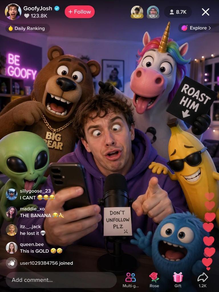 TikTok Livestream Cartoon Roast